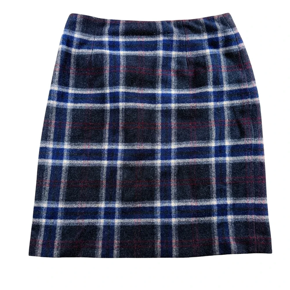 Talbots Plaid Wool Blend Pencil mini Skirt 6 dark academia goth‎ career black